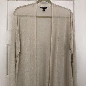Eileen Fisher bone color open duster cardigan M